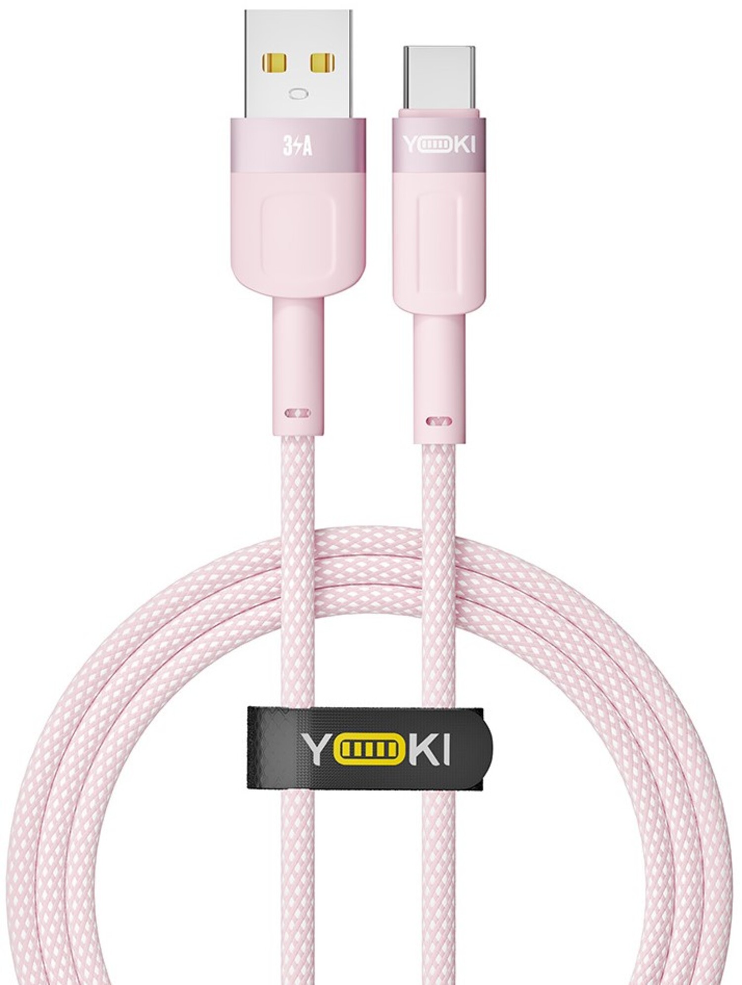Кабель синхронизации данных YOKI STYLE Type-C 3A 1.2m Pink (YK-ST41) - Фото 1