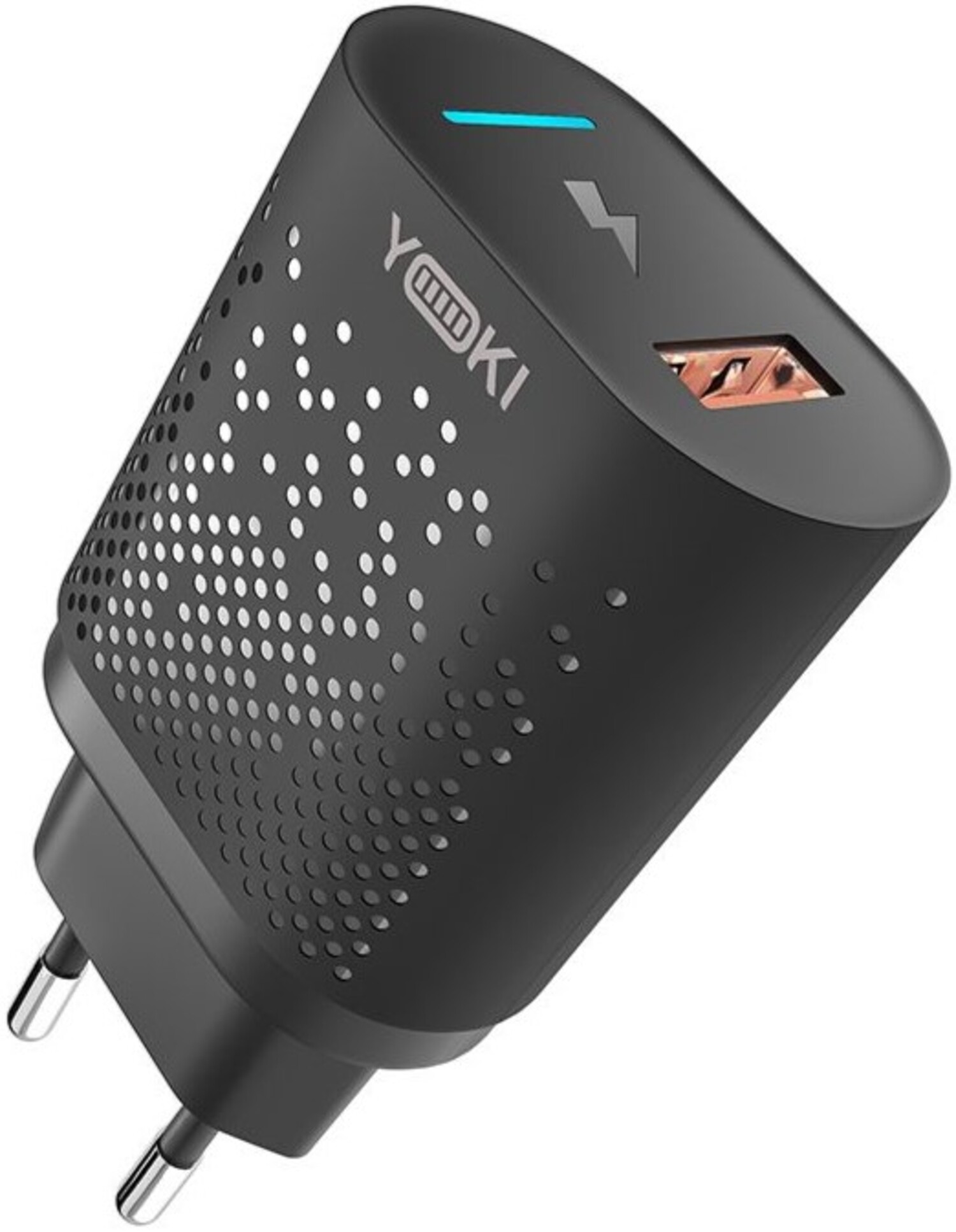 Сетевое зарядное устройство YOKI Led Series 3.0 18W Black (YK-QC) - Фото 1