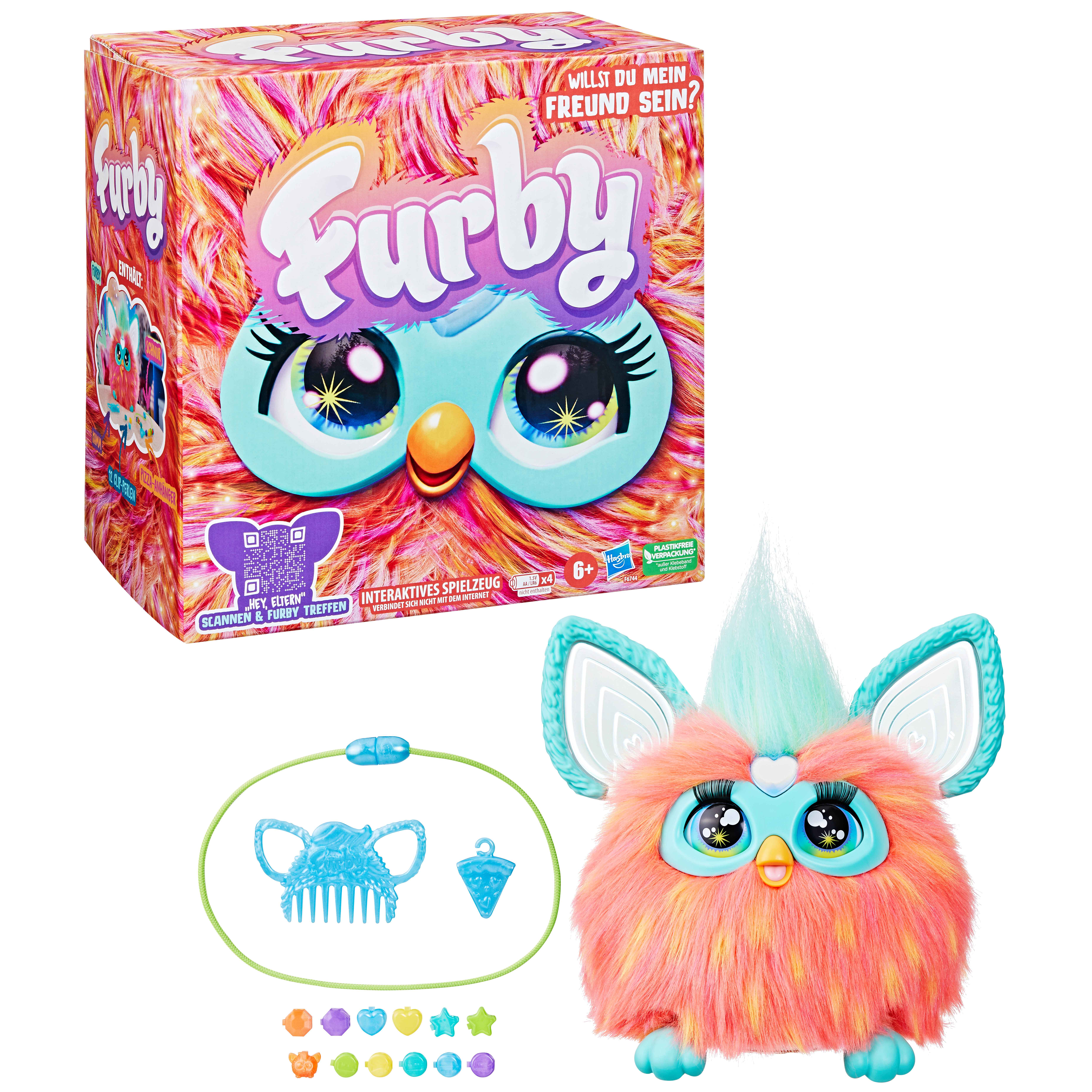 Интерактивная игрушка мягкая Hasbro Furby Коралловый (F6744) - Фото 1