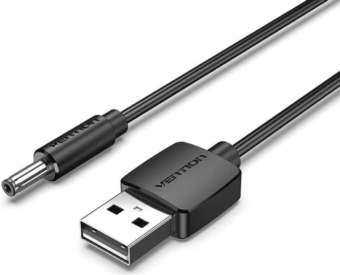 Кабель питания Vention USB AM - 3.5mm DC Power PVC 5V 2A, Black 1.0 m (CEXBF) - Фото 1