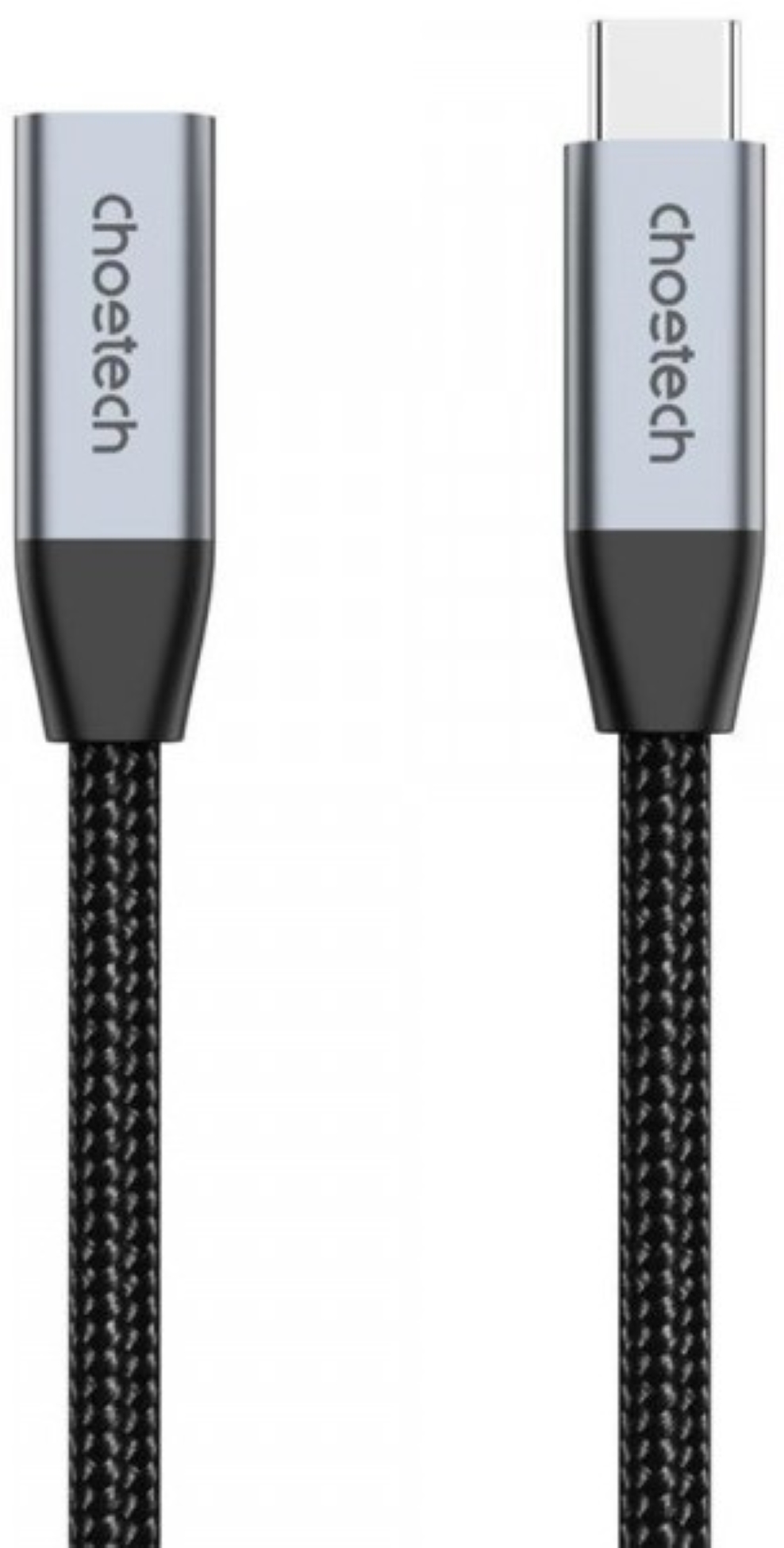 Кабель синхронизации данных Choetech USB 3.1 Type-C M-F, 2.0 м 10 Gbps 100W nylon braid Black (XCC-1039-CA-GY) - Фото 1