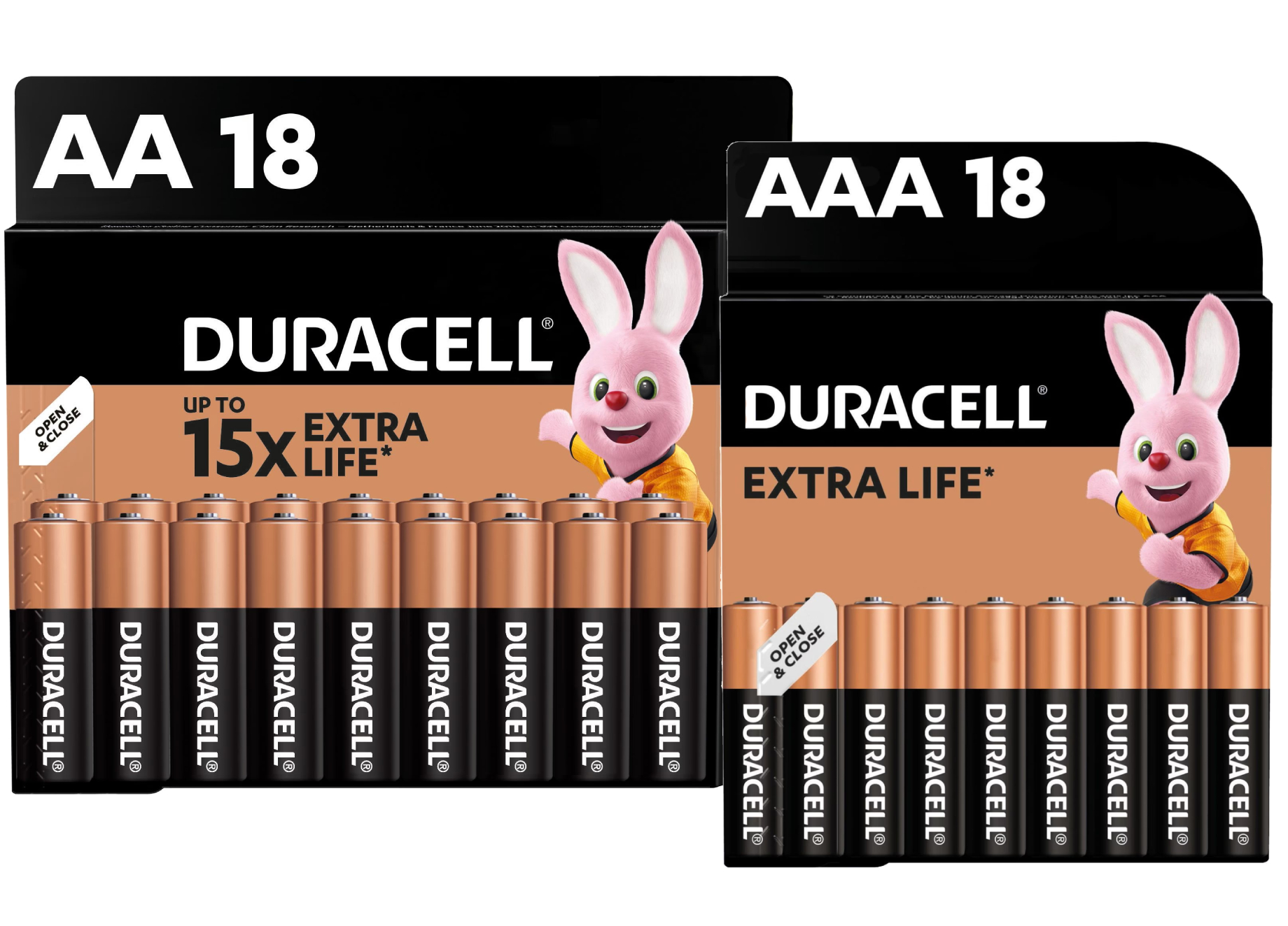 Комплект техники Duracell Элемент питания+ Элемент питания Duracell MN1500 (LR06) 1х18 шт. (5002770) + MN2400 (LR03) 18 шт. (5002779) - Фото 1