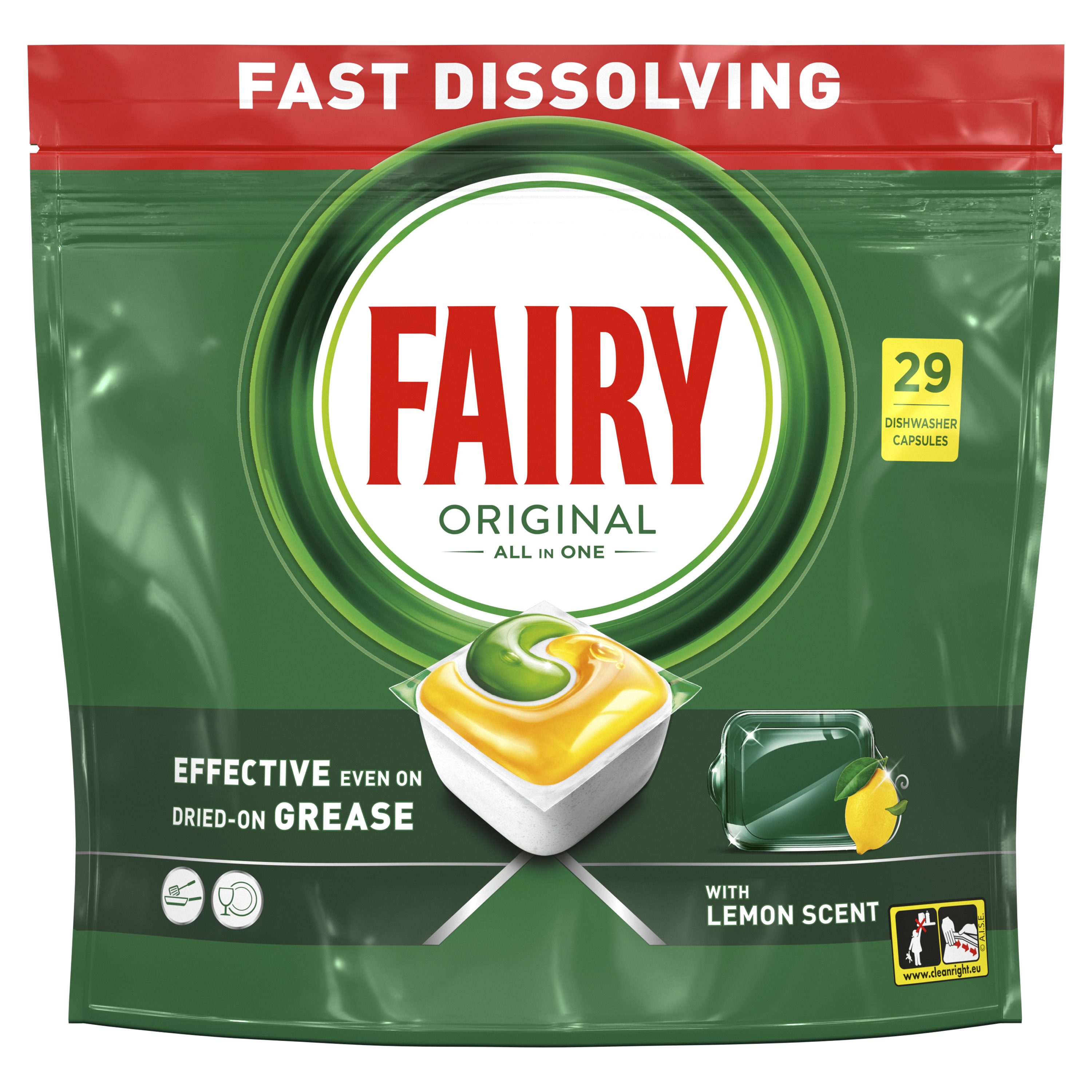Таблетка для посудомийної машини Fairy Original All In One Лимон 29 шт