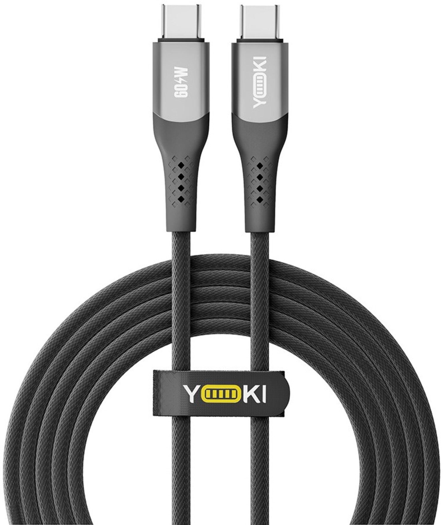 Кабель синхронизации данных YOKI SOLID Type-C to Type-C 60W 2m Black (YK-SO15) - Фото 1