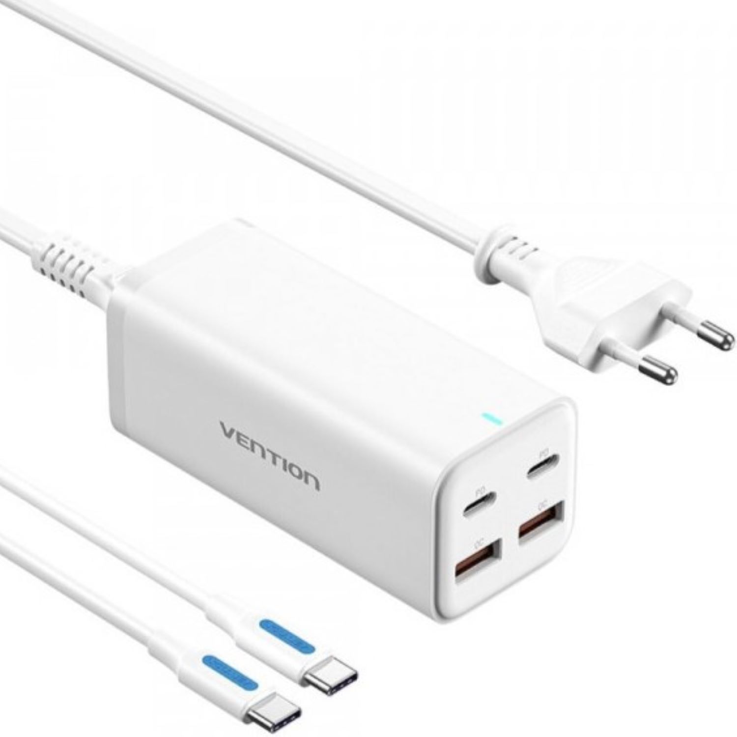 Сетевое зарядное устройство Vention 4xUSB 100W PD3.0/QC 3.0/GaN White (FBSWG-EU) - Фото 1