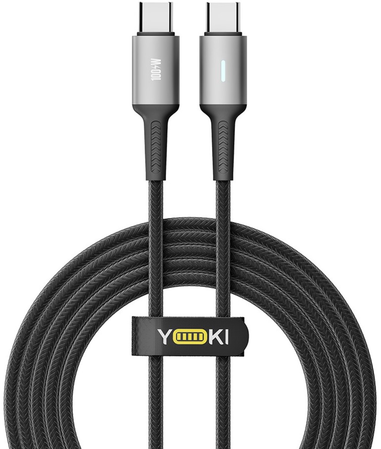 Кабель синхронизации данных YOKI POWER Type-C to Type-C 100W 2m Black (YK-PO70) - Фото 1