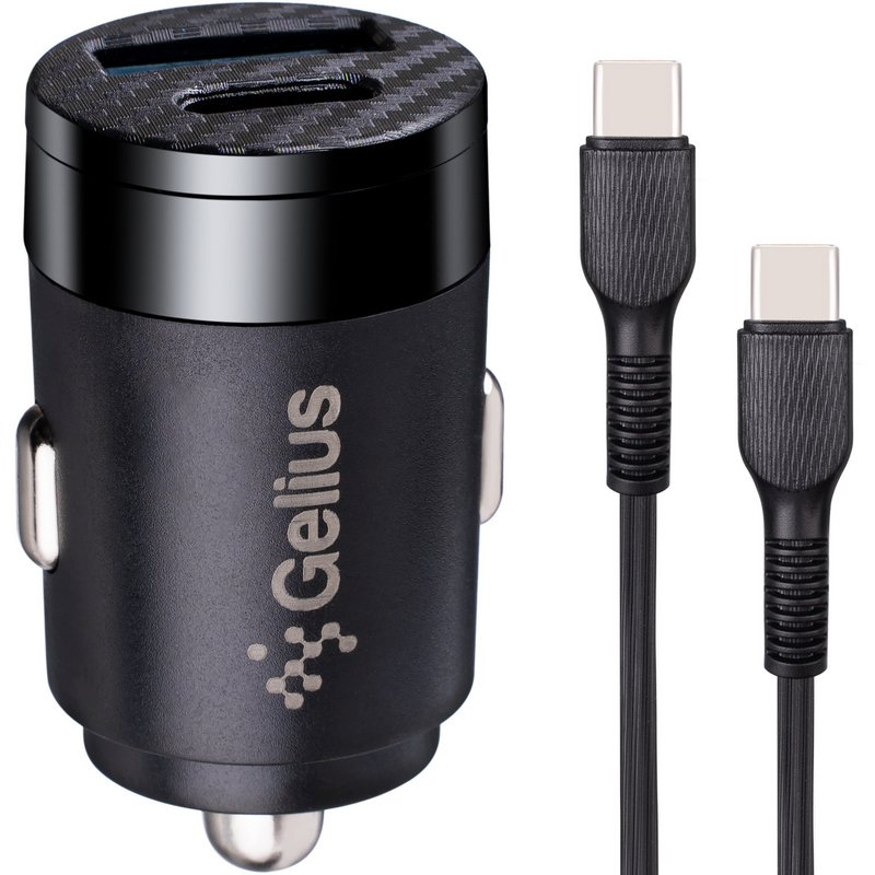 Автомобільний зарядний пристрій Gelius Pro Inch Twix GP-CC010C USB+Type-C Black + Cable Type-C (92306) - Фото 1