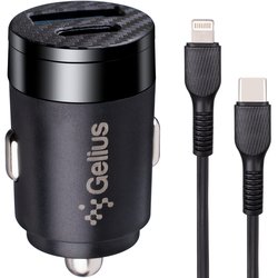 Автомобильное зарядное устройство Gelius Pro Inch Twix GP-CC010L USB+Type-C QC/PD Black + Cable Type-C - Lightining (92307) - Фото 1