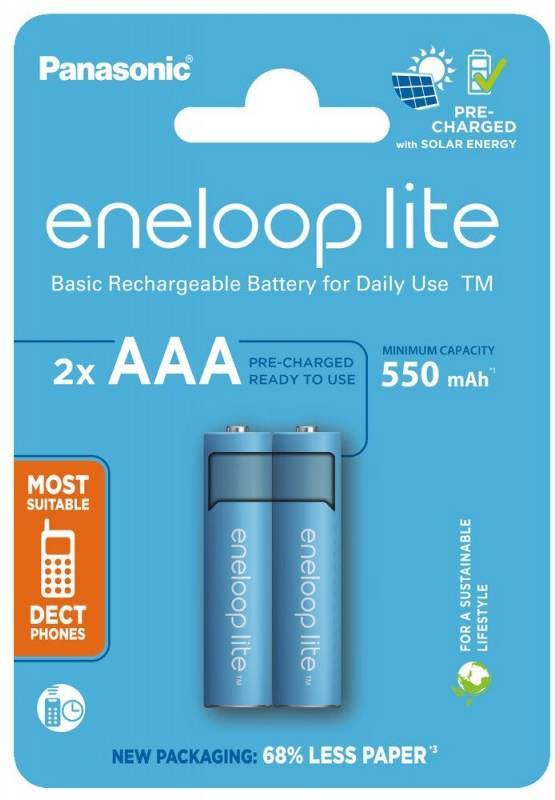 Аккумулятор тип AAA Panasonic Eneloop NI-MH Lite AAA 550 2 шт. (BK-4LCCE/2CP) - Фото 1