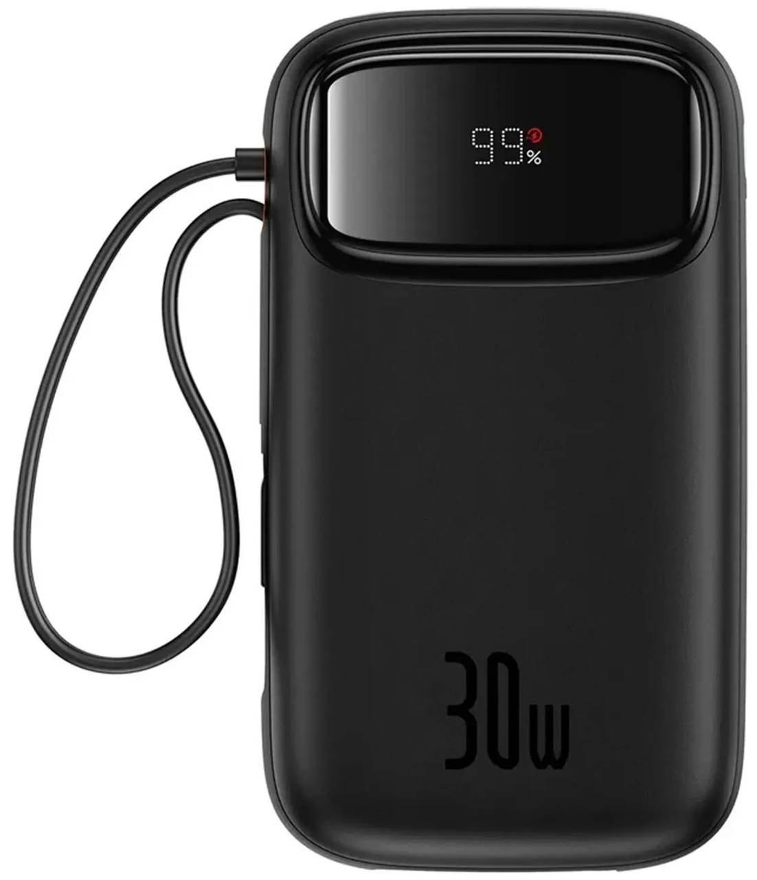 Батарея мобильная Baseus QPow2 20000mAh 30W USB-A+USB-C Built-in 2xUSB-C Cable Black (P10055009113-00) - Фото 1