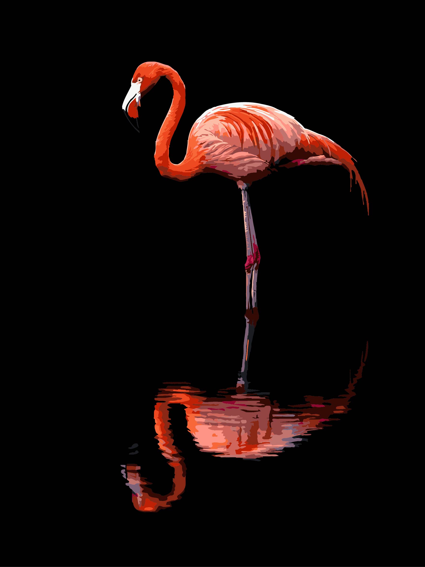 Картина за номерами Strateg Фламінго на чорному фоні 30х40 (FH-36) - Фото 1