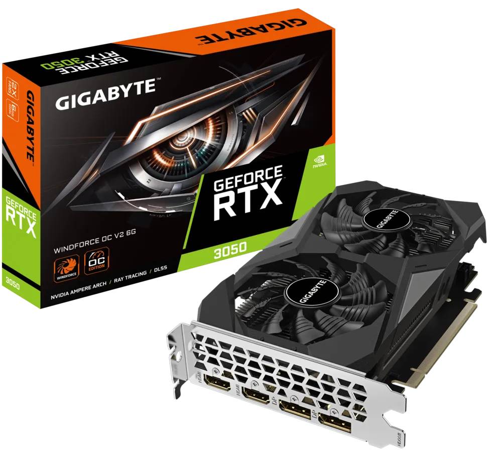 Відеокарта Gigabyte nVIDIA RTX 3050 6GB DDR6 Core:1477MHz (GV-N3050WF2OCV2-6GD) - Фото 1