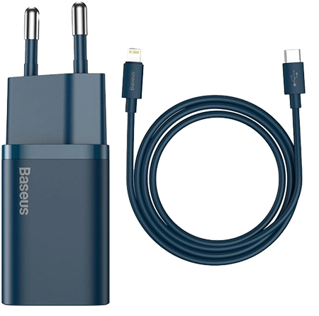 Мережевий зарядний пристрій Baseus 1xUSB 20W USB-C+Cable Type-C (TZCCSUP-B03) - Фото 1