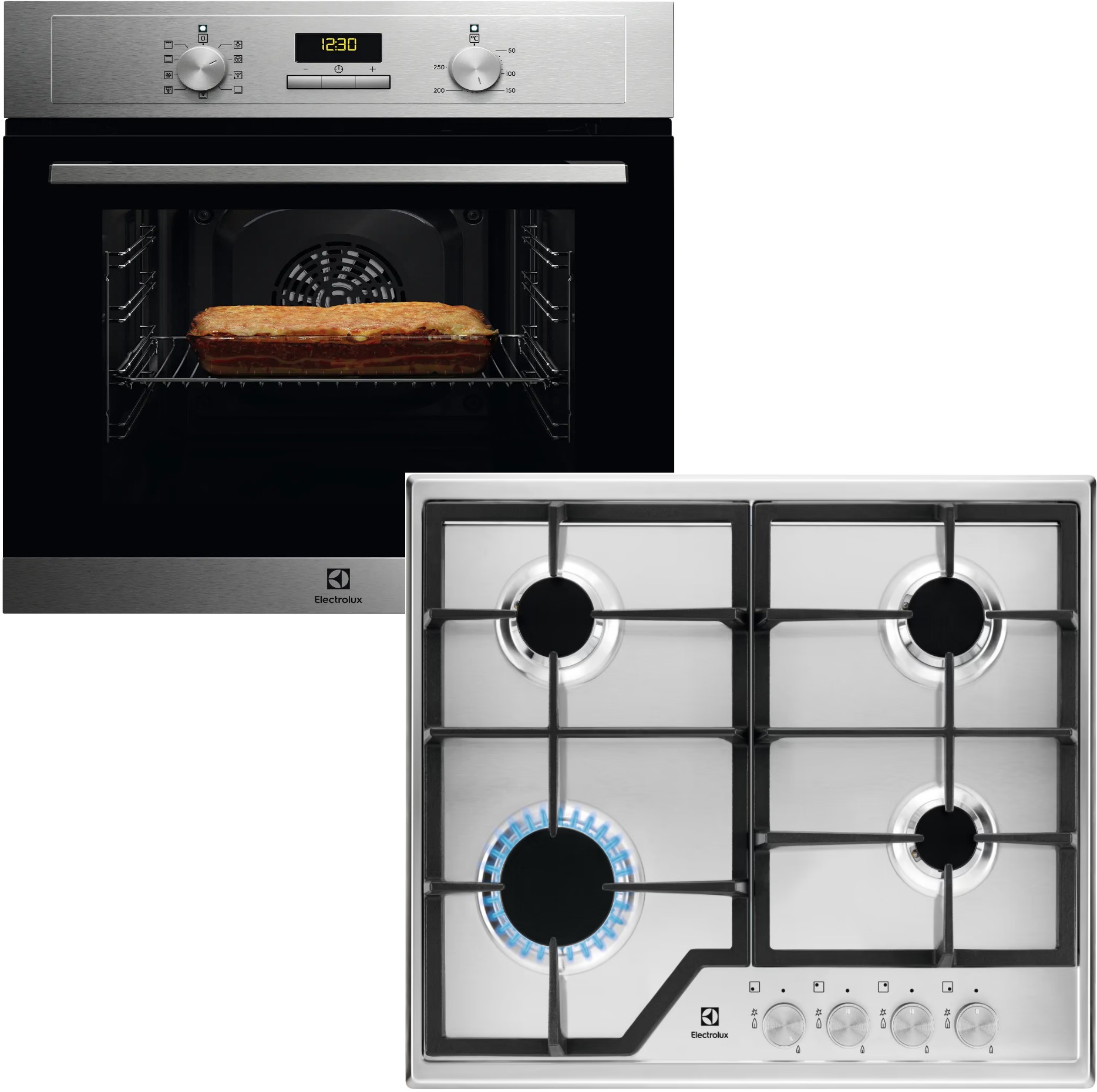 Духовой шкаф + варочная панель газовая Electrolux EOF3H00BX + KGS6426SX - Фото 1