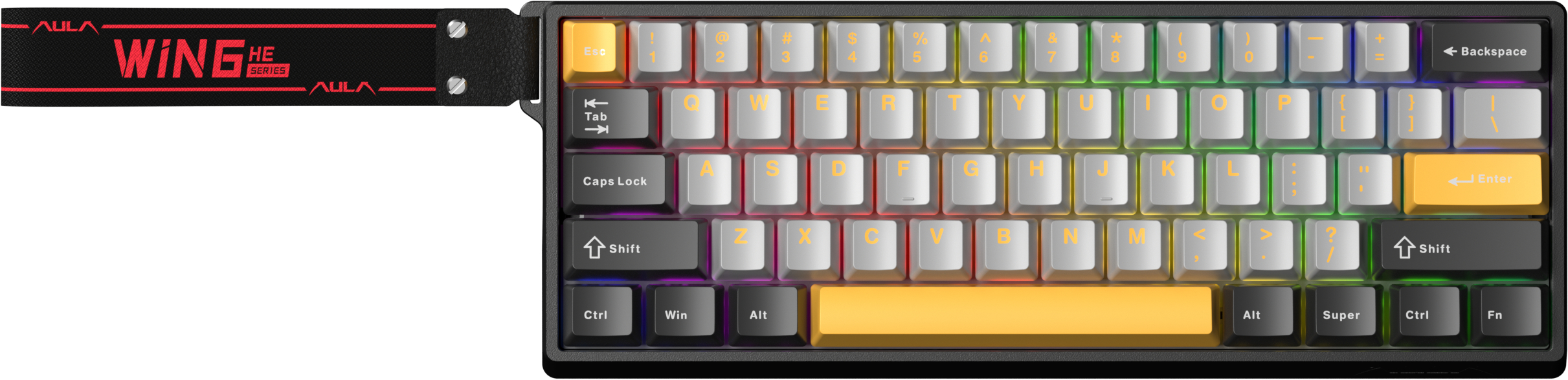 Клавиатура проводная Aula WIN60 HE Max Magnetic switch, Black/Grey/Yellow EN/UA (6978080504036) - Фото 1