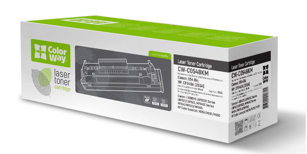 Купити Картридж для лазерних принтерів/БФП Colorway Canon (054BK) LBP-621/623, MF641/643/645 Black (CW-C054BKM) - Фото 1 Картридж для лазерних принтерів/БФП Colorway Canon (054BK) LBP-621/623, MF641/643/645 Black (CW-C054BKM) - Фото 1