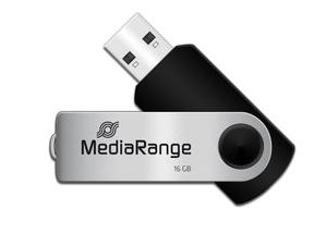 Флеш USB MediaRange USB2.0 16GB Black/Silver (MR910) - Фото 1