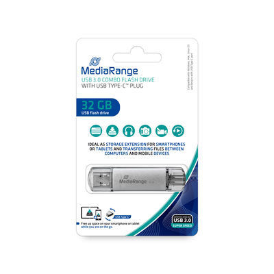 Флеш USB MediaRange USB3.0 32GB Type-C Silver (MR936) - Фото 1