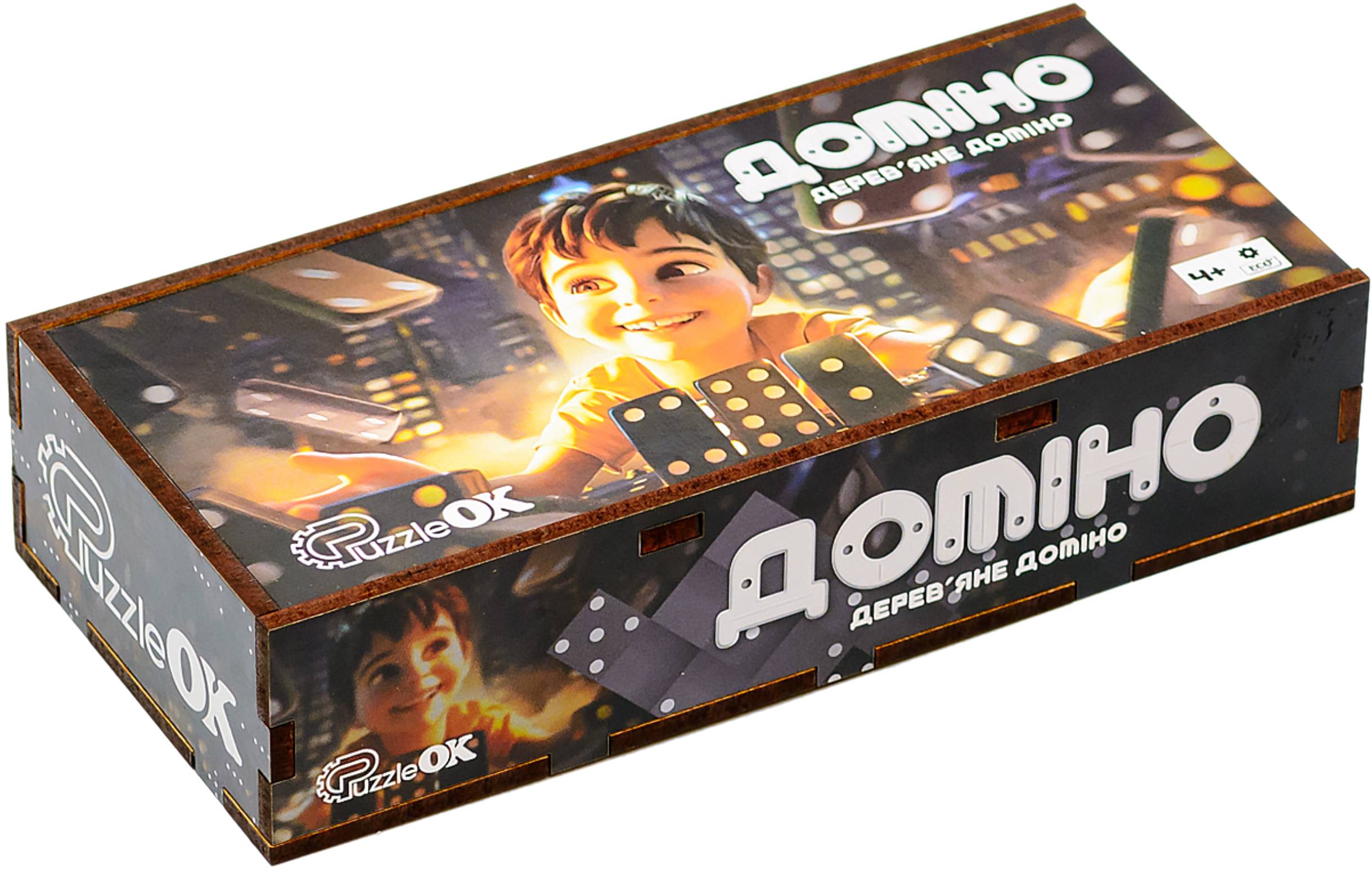 Настольная игра развивающая (3-4 года) PuzzleOk Домино деревянный в коробке (Puz-22929) - Фото 1