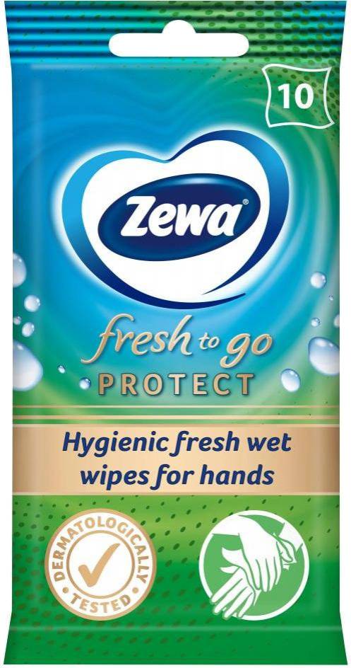 Салфетки гигиенические влажные Zewa Moist HA Fresh-To-Go Protect 10 шт. (7322540883749) - Фото 1