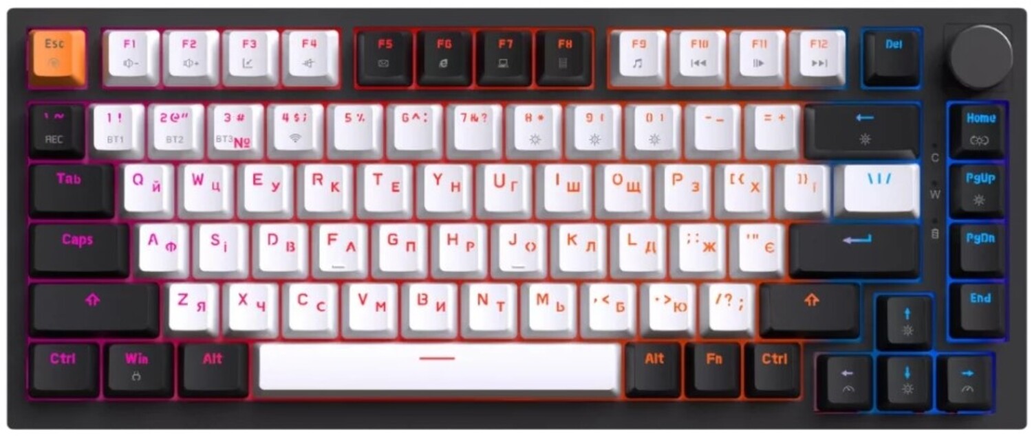 Клавіатура бездротова ігрова GamePro Asgard Valhalla QLAB Sakura Switch Bluetooth/2.4G/USB Black (MK160-B-QS-PRO)