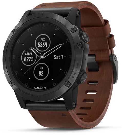Garmin Fenix 5x Plus Sapphire Slate Grey with Brown Leather Band 010 01989 03 COMFY