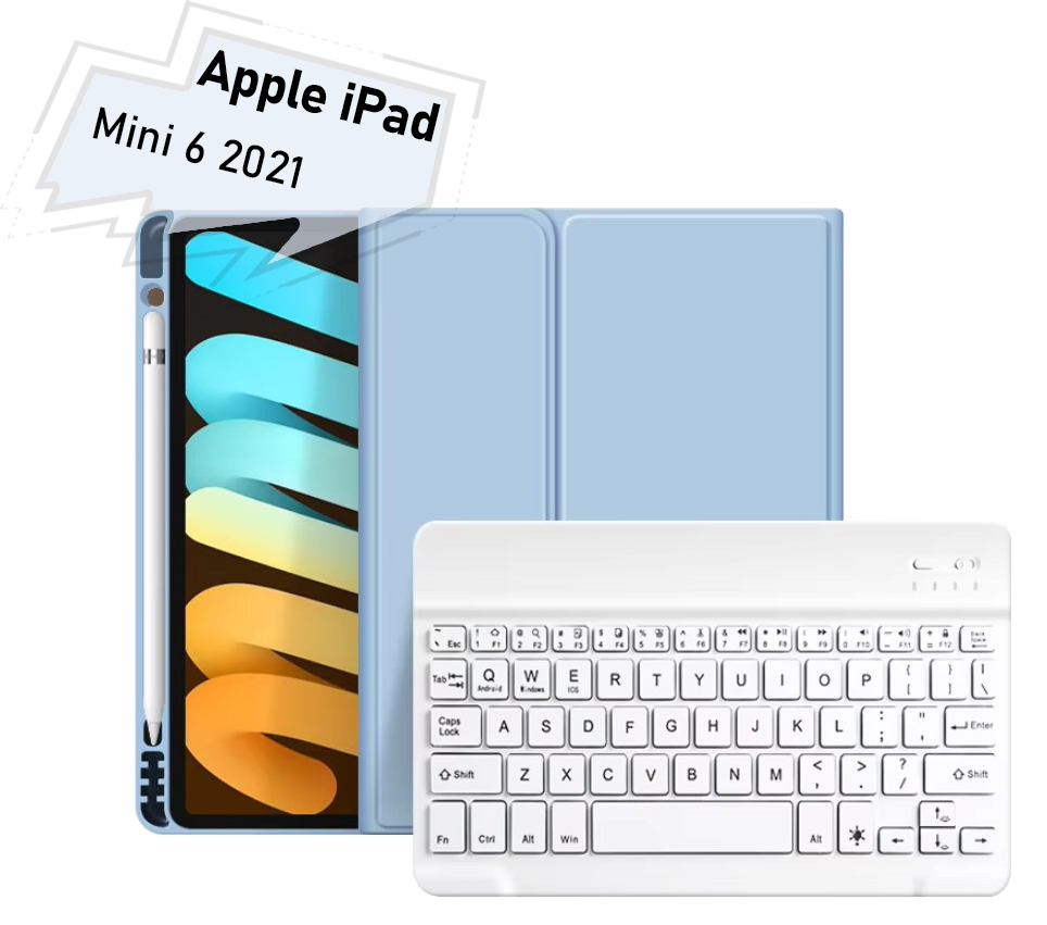 Чехол для планшета BeCover с беспроводной клавиатурой for Apple iPad Mini 6 2021 Light Blue (712989) - Фото 1