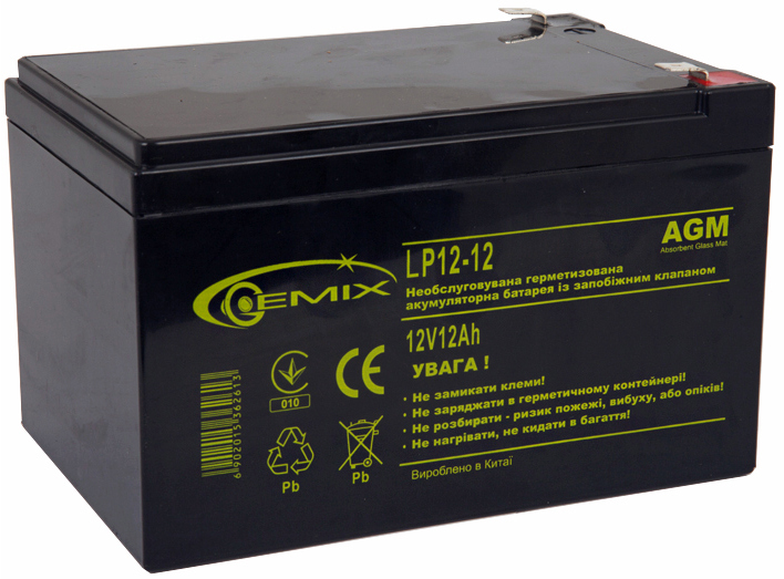 Аккумулятор для ИБП Gemix 12V 12AH (LP12-12) AGM - Фото 1