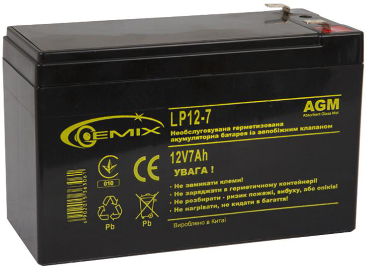 Аккумулятор для ИБП Gemix 12V 7AH (LP12-7.0) AGM - Фото 1