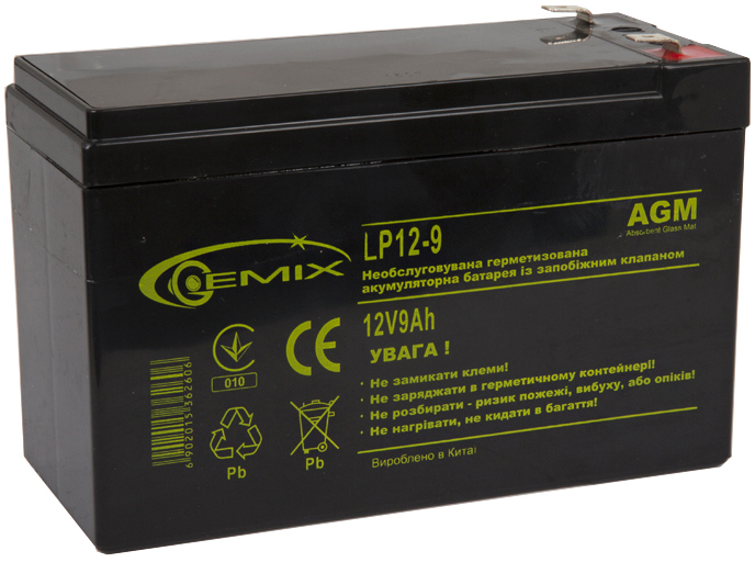 Аккумулятор для ИБП Gemix 12V 9AH (LP12-9.0) AGM - Фото 1