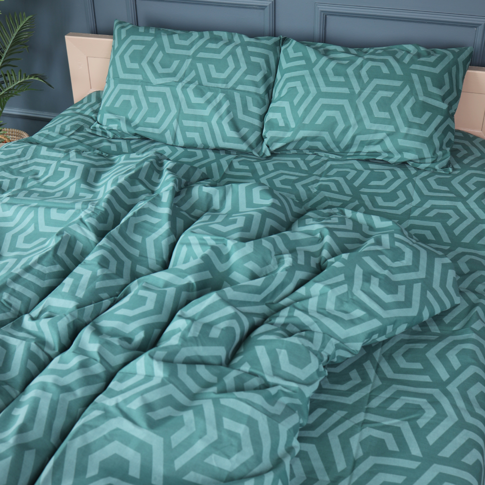 Комплект постільної білизни MirSon Бязь 17-0622 Geometry Emerald 160х220 (2200008197810) - Фото 1