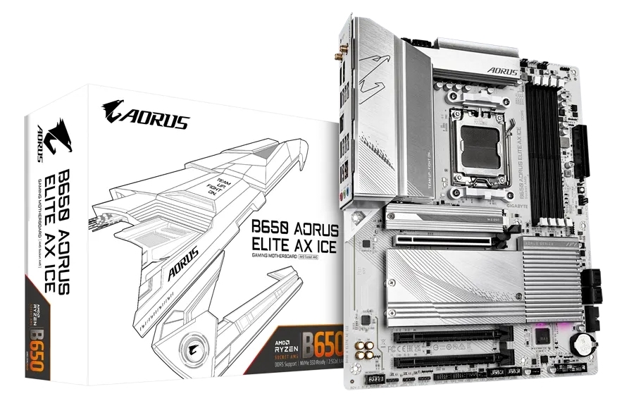 Купити Материнська плата Gigabyte B650 AORUS ELITE AX ICE DDR5 - Фото 1 Материнська плата Gigabyte B650 AORUS ELITE AX ICE DDR5 - Фото 1