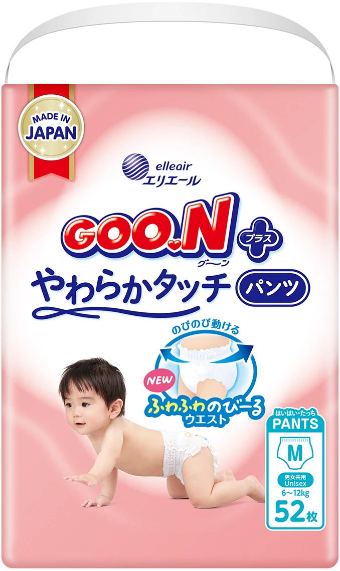 Одноразові підгузки-трусики Goo.N Plus 6-12 кг розмір M, унісекс, 52 шт. (21001510)