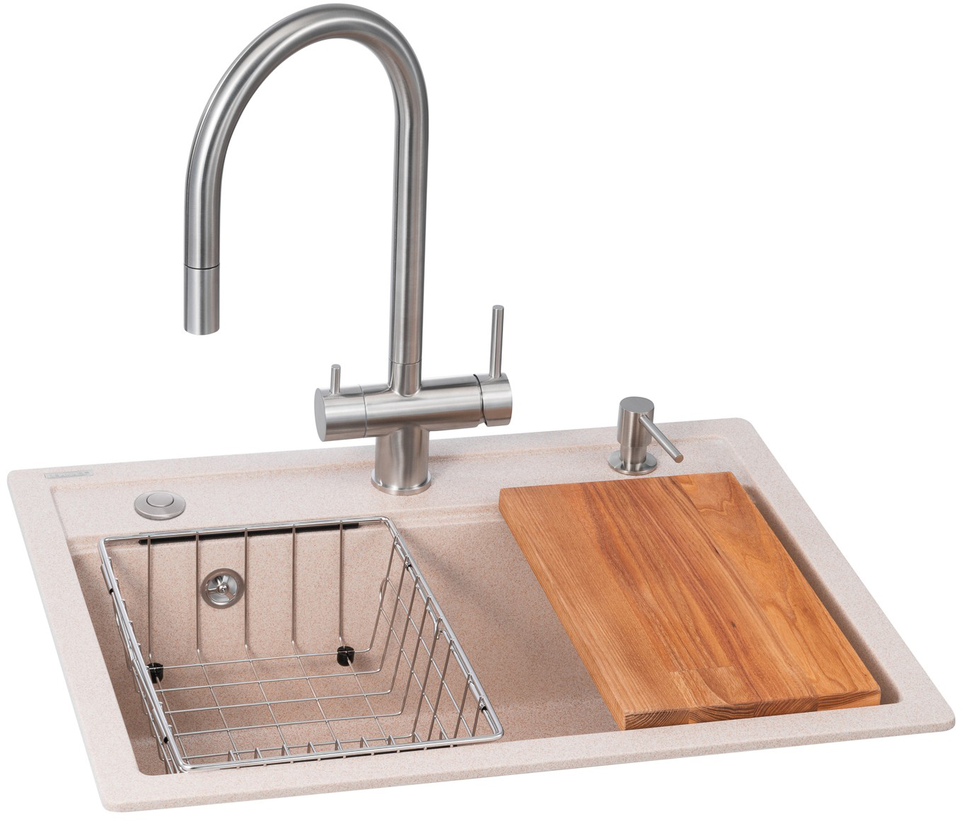 Мойка кухонная+смеситель GRANADO Royal Artes avena (+ измельчитель Algar + Ferrol inox + дозатор Redondo inox + корзина + доска) - Фото 1