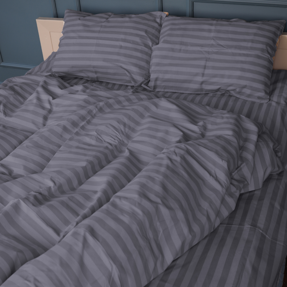 Комплект постільної білизни MirSon 200x220 17-0601 Stripe Gray Бязь (2200008049096) - Фото 1