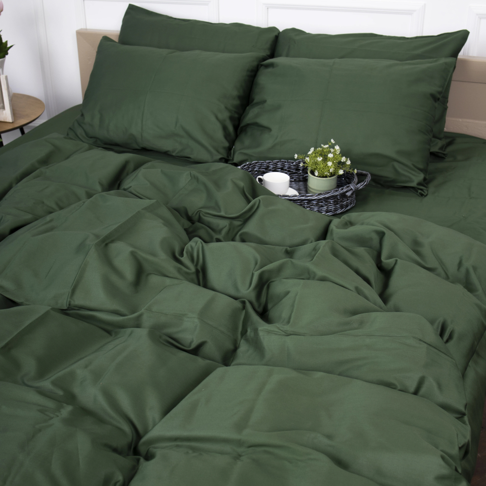 Комплект постільної білизни MirSon Сатин "0844 Green Olive" 2х160х220 см (2200002025041) - Фото 1