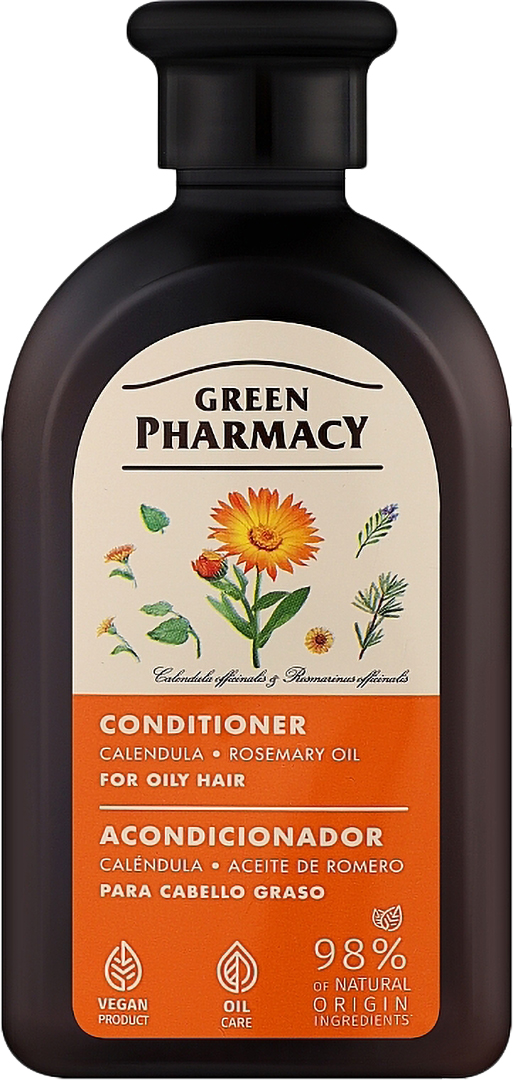 Бальзам для волосся Green Pharmacy для жирного волосся календула та розмаринова олія 300 мл (4823015934599) - Фото 1