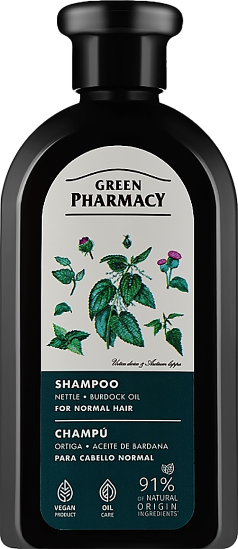 Шампунь жіночий Green Pharmacy Кропива та реп'яхова олія 350 мл (4823015904967) - Фото 1