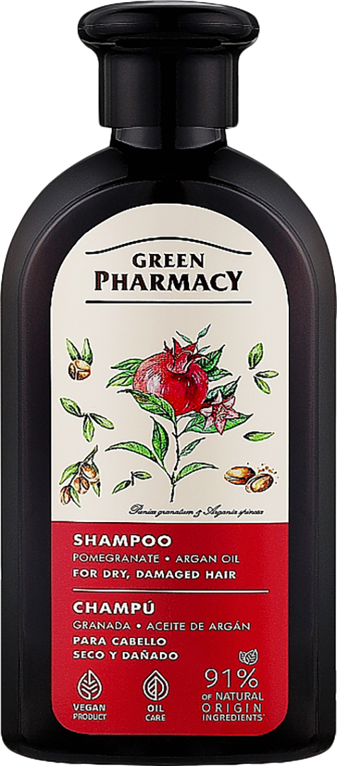 Шампунь жіночий Green Pharmacy для сухого пошкодженого волосся 350 мл (4823015945830) - Фото 1