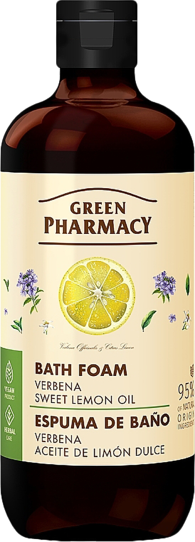 Піна для ванни Green Pharmacy вербена та олія солодкого лимону 500 мл (4823015945656) - Фото 1