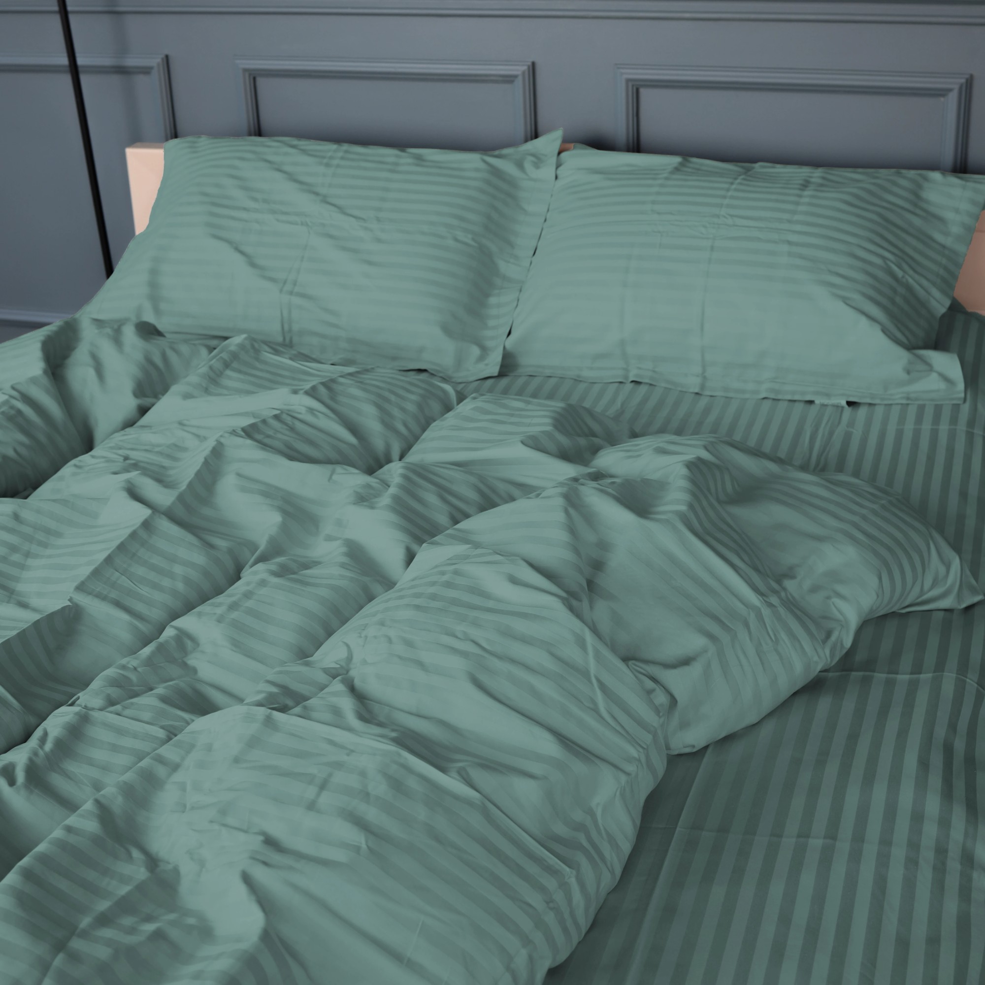 Комплект постільної білизни дитячий MirSon Satin Stripe 30-0015 Green Wave 110х140 (2200005246245) - Фото 1