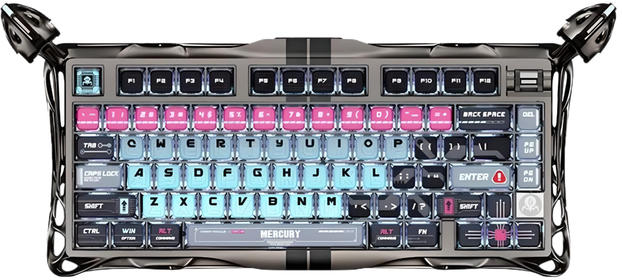 Клавіатура дротова ігрова GravaStar Mercury V75 Pro 80keys, Magnetic Jade Gaming, 8K, USB-A, RGB, Cyberpunk (GS_V75_PRO_RM_EGRY) - Фото 1