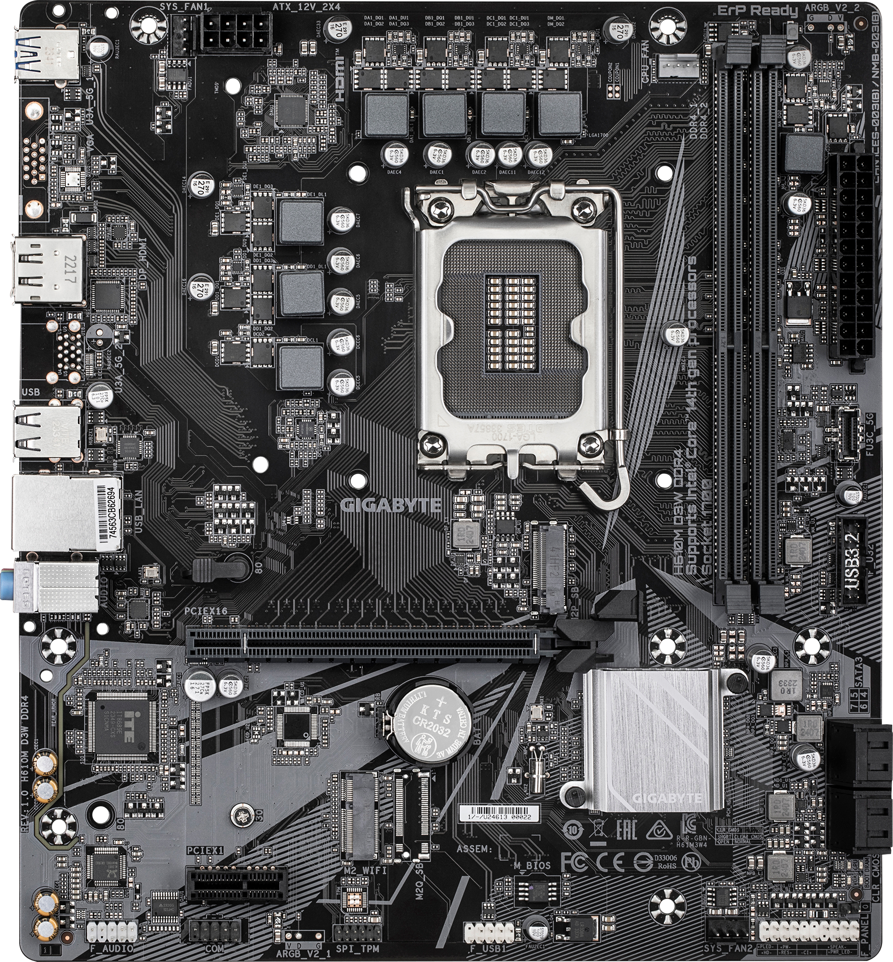Материнская плата Gigabyte H610M D3W DDR4 - Фото 1
