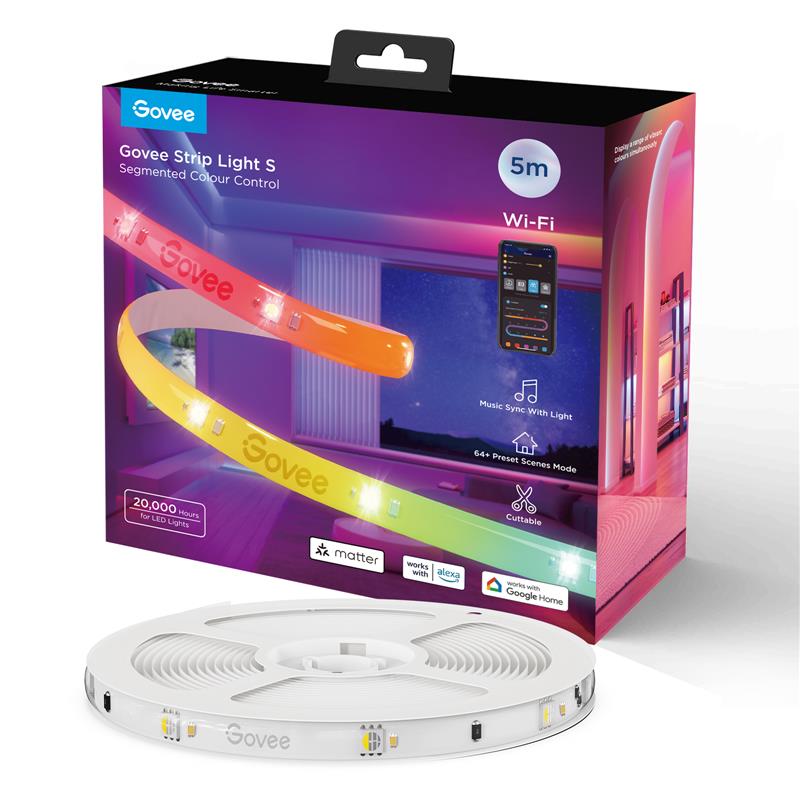 Светодиодная лента Govee H612A Strip Light S With Protective Coating 5m RGBICW, WI-FI/Bluetooth White (H612ACD1) - Фото 1
