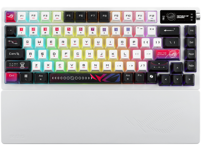 Клавиатура беспроводная игровая Asus ROG Azoth X NX Snow V2 EN PBT Black (90MP044F-BKUA30) - Фото 1
