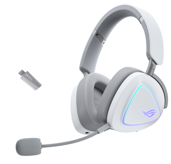 Гарнитура беспроводная игровая Asus ROG Delta II Moonlight White (90YH03W0-BHUA10) - Фото 1