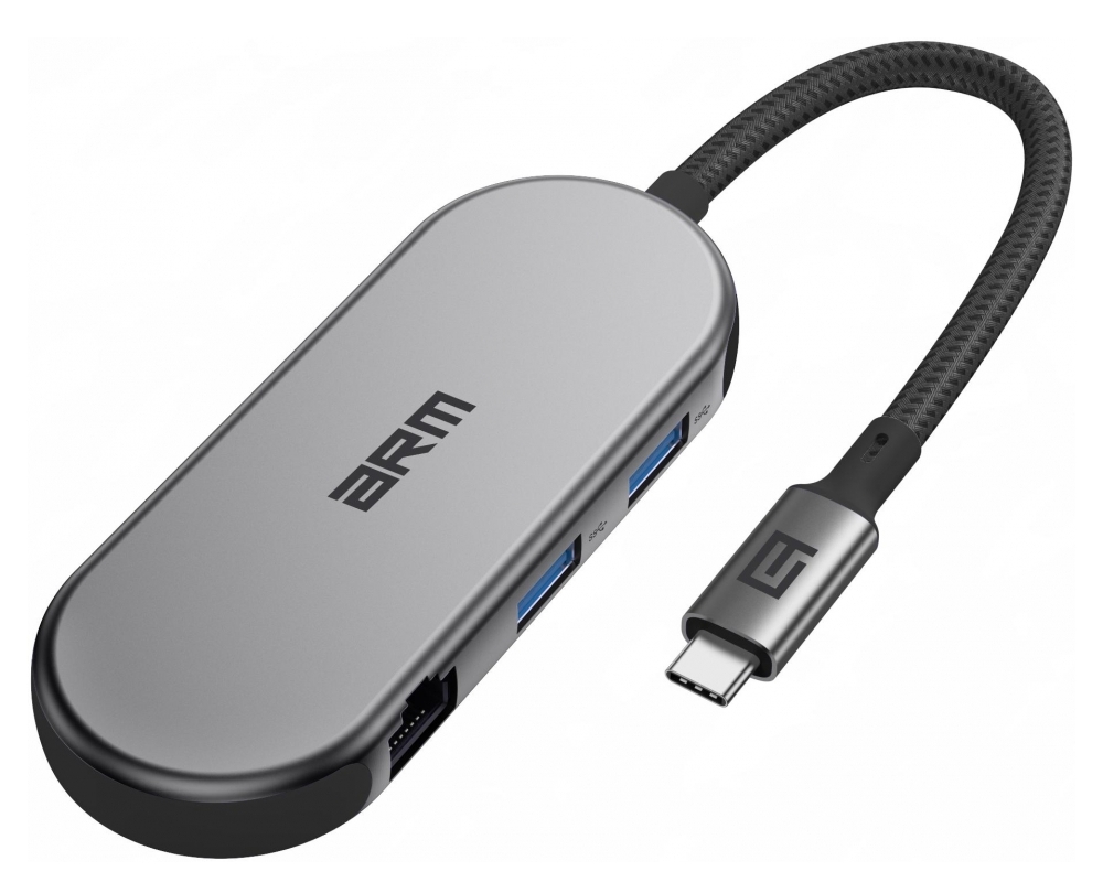 Хаб USB Armorstandart Type-C to HD4K+LAN+PD+2USB+TF/SDcard Gray (ARM69365) - Фото 1