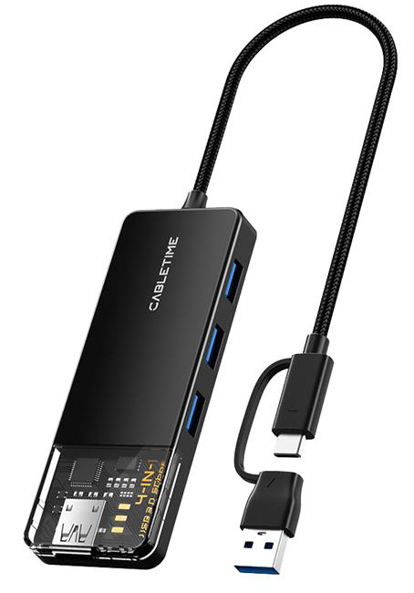 Хаб USB Cabletime USB Type C - 4 Port USB 3.0 0.15 см (CB03B) - Фото 1