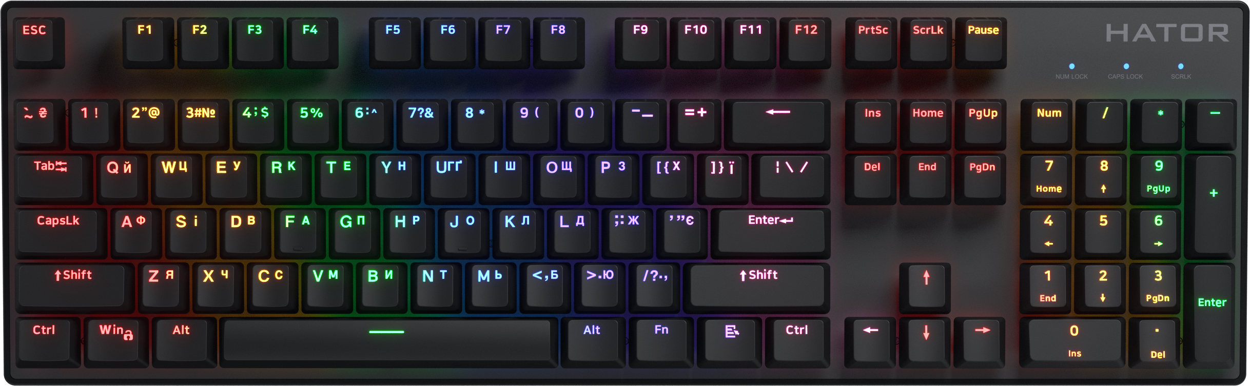 Клавиатура беспроводная игровая Hator Icefall Mecha wireless Rainbow (HTK204UA) Black - Фото 1