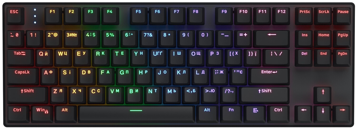Клавиатура беспроводная игровая Hator Icefall Mecha TKL wireless Rainbow (HTK287UA) Black - Фото 1